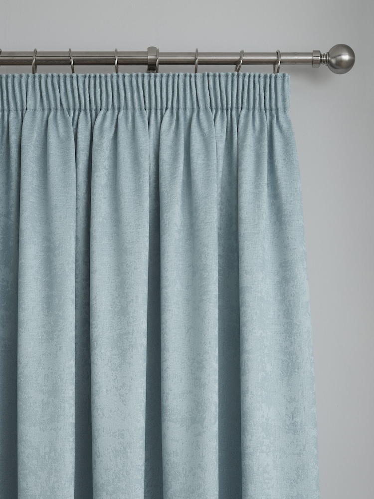 Fusion Duck Egg Galaxy Room Darkening Woven Pair of Pencil Pleat Curtains - Image 2 of 3