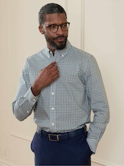Savile Row Company Green Slim Fit Cotton Poplin Gingham Check Casual Shirt - Image 1 of 5