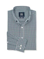 Savile Row Company Green Slim Fit Cotton Poplin Gingham Check Casual Shirt - Image 3 of 5