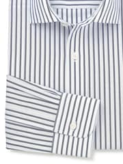 Savile Row Company Blue Slim Fit Striped Cotton Poplin Single Cuff Formal Shirt - Image 5 of 5