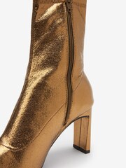 Bronze Brown Blade Heel Sock Ankle Boots - Image 8 of 8