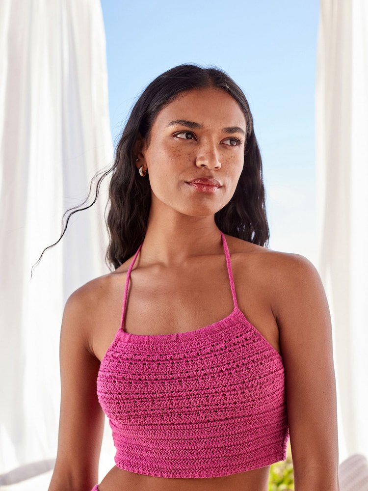 Purpurpink - Häkeltop mit Neckholder - Bild 1 von 6 Purpurpink - Häkeltop mit Neckholder - Bild 1 von 6
