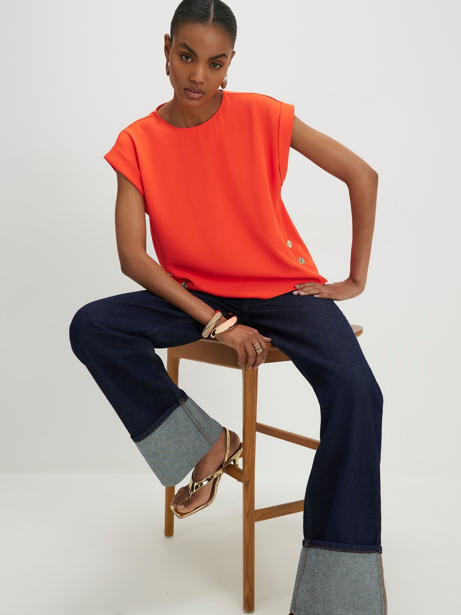 Buy River Island Orange Short Sleeve Shell Top from Next Romania