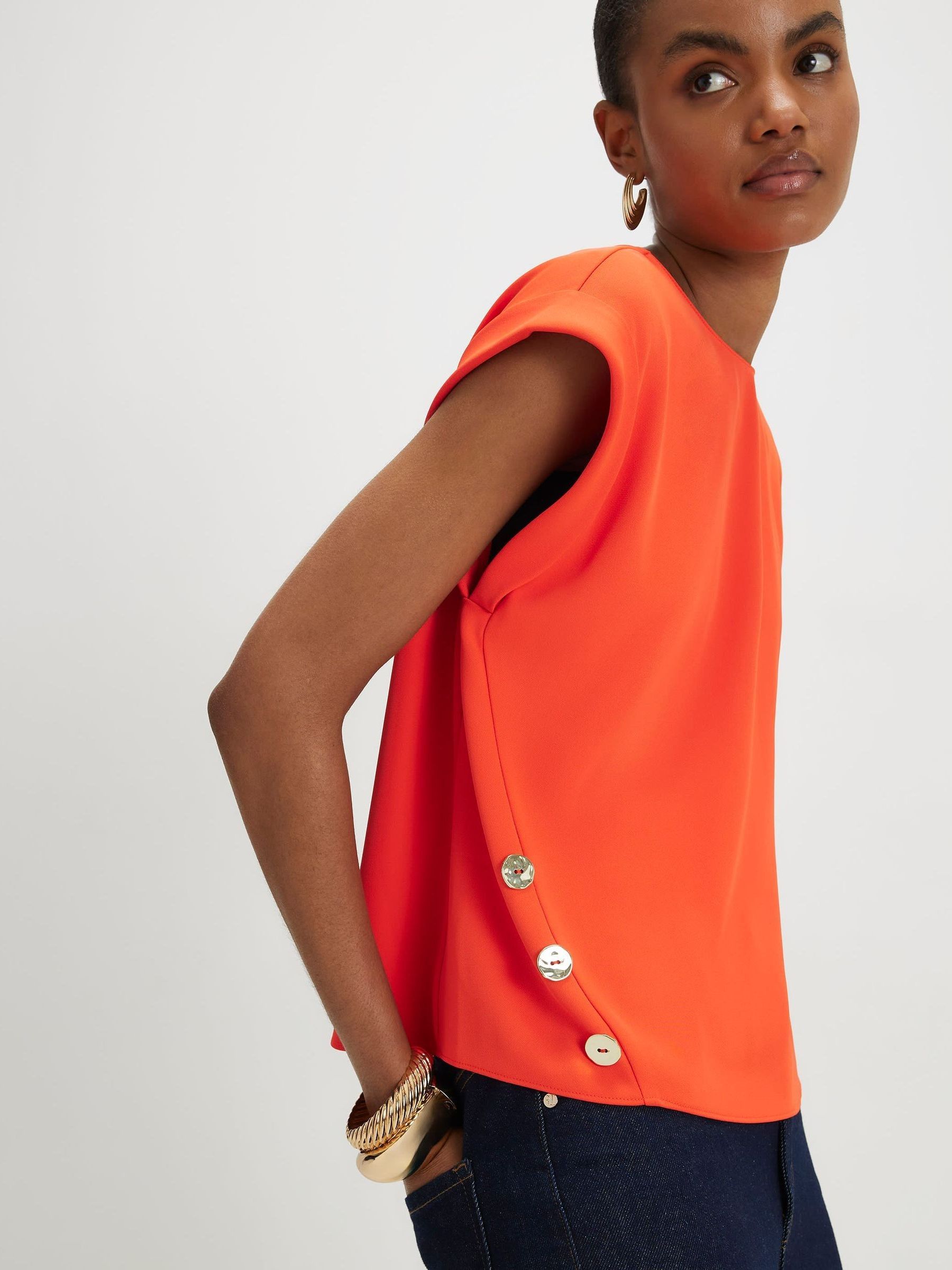 Buy River Island Orange Short Sleeve Shell Top from the Next UK