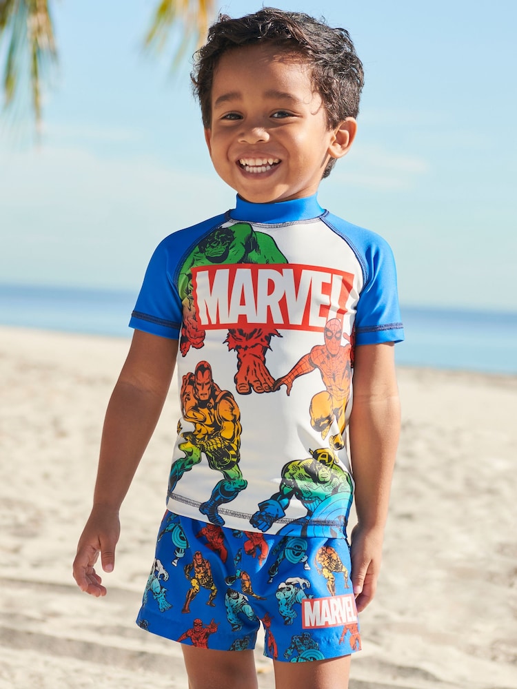 Marvel Blue 2 Piece Sunsafe Top And Shorts Set (3mths-7yrs) - Image 1 of 7