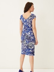 Phase Eight Blue Arielle Contrast Print Jersey Dress - Image 2 of 6