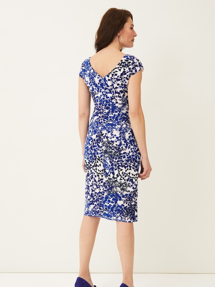 Phase Eight Blue Arielle Contrast Print Jersey Dress - Image 2 of 6