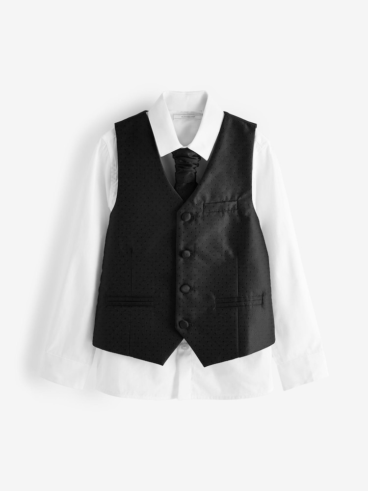 Black Waistcoat, Shirt & Cravat Occasion Set (12mths-16yrs) - Image 1 of 2