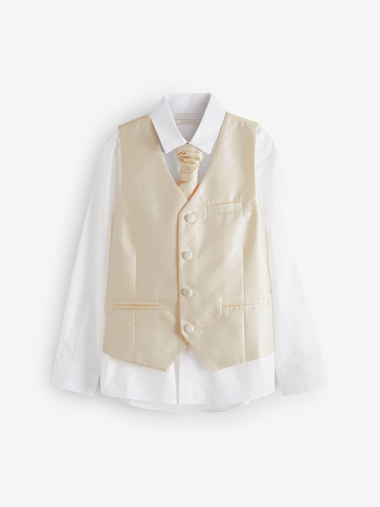 Gold Waistcoat, Shirt & Cravat Occasion Set (12mths-16yrs) - Image 1 of 2