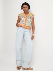 River Island Pink Sleeveless Floral Knitted Waistcoat - Image 3 of 4