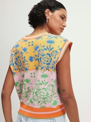 River Island Pink Sleeveless Floral Knitted Waistcoat - Image 4 of 4