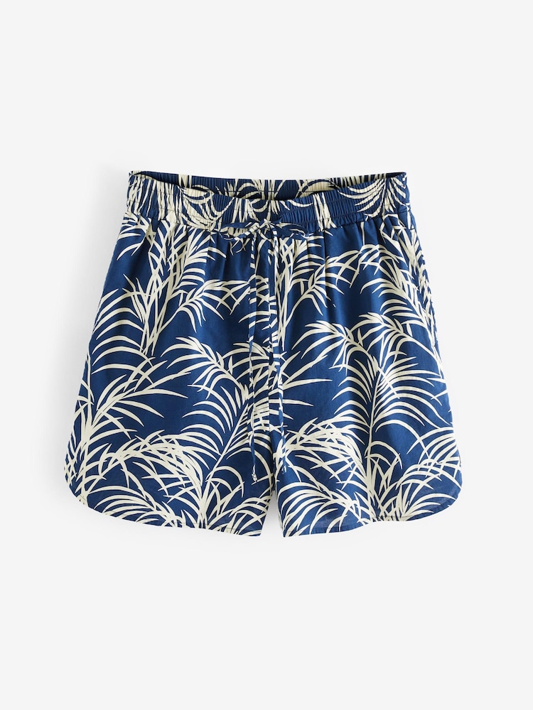 Blue Palm Print Co-ord Cotton Shorts - Image 4 of 4