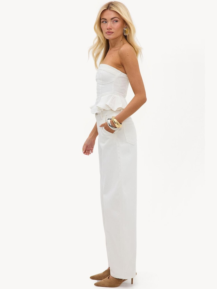 LOAVIES White Ever In Bloom Balloon Jeans - Image 2 of 5 LOAVIES White Ever In Bloom Balloon Jeans - Image 2 of 5