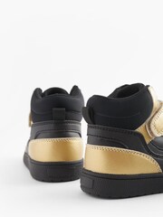 Black/Gold Elastic Lace Touch Fastening High Top Trainers - Image 5 of 5