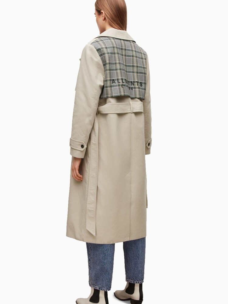 AllSaints Tan Brown 100% Cotton Mixie Trench Coat - Image 2 of 9