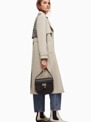 AllSaints Tan Brown 100% Cotton Mixie Trench Coat - Image 3 of 9