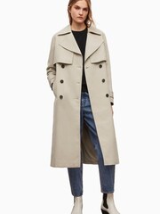 AllSaints Tan Brown 100% Cotton Mixie Trench Coat - Image 4 of 9