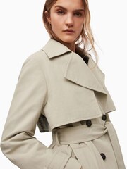 AllSaints Tan Brown 100% Cotton Mixie Trench Coat - Image 5 of 9