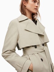 AllSaints Tan Brown 100% Cotton Mixie Trench Coat - Image 6 of 9