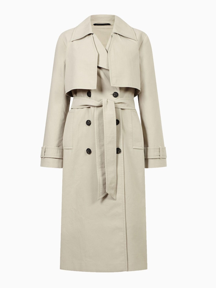 AllSaints Tan Brown 100% Cotton Mixie Trench Coat - Image 9 of 9