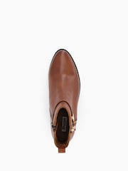 Dune London Brown Wide Fit Pap Buckle Trim Ankle Boots - Image 5 of 5