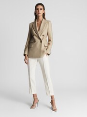 Reiss Neutral Logan Double Breasted Twill Blazer - Image 3 of 5