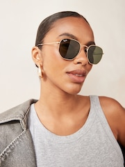 Золотий & зелений об'єктив - Ray-Ban Сонцезахисні окуляри з середніми шестикутними плоскими лінзами - Image 1 of 12
