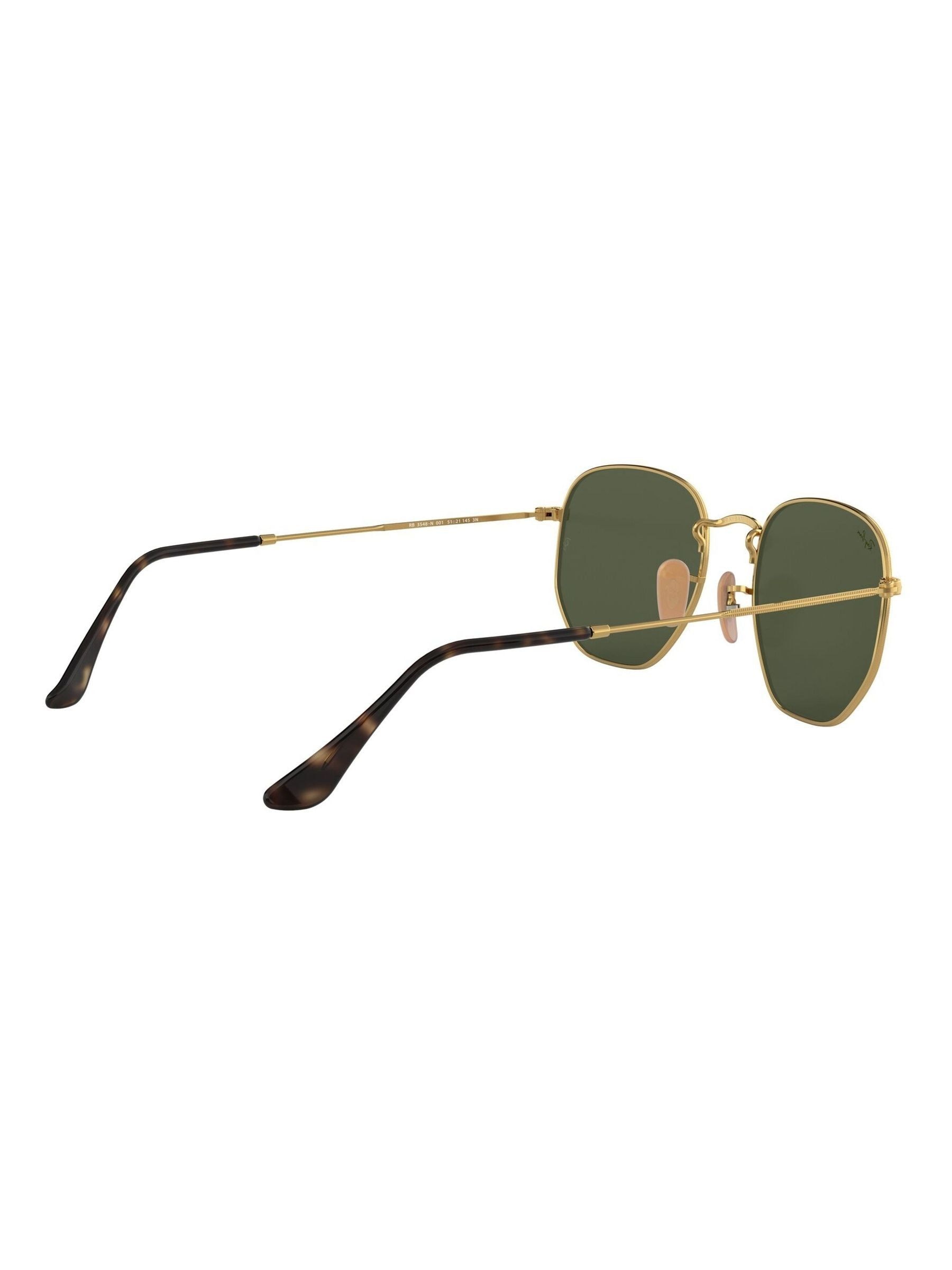 Buy Ray-Ban Gold & Green Lens Hexagonal Flat Lens Sunglasses from