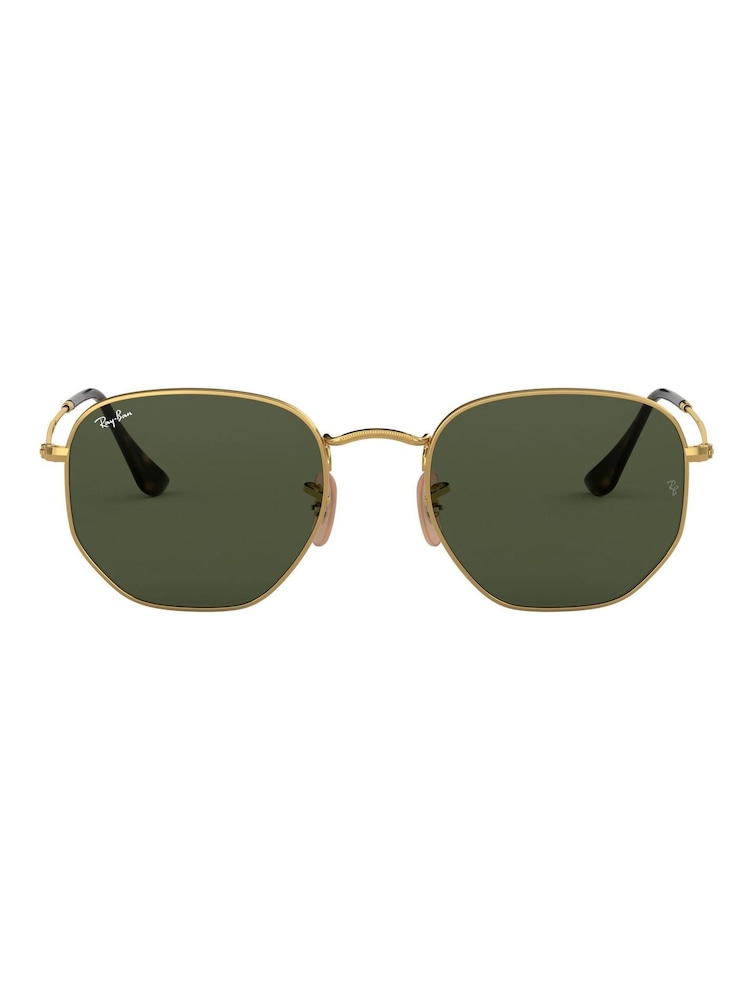 Золотий & зелений об'єктив - Ray-Ban Сонцезахисні окуляри з середніми шестикутними плоскими лінзами - Image 3 of 12