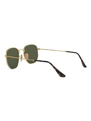 Золотий & зелений об'єктив - Ray-Ban Сонцезахисні окуляри з середніми шестикутними плоскими лінзами - Image 8 of 12