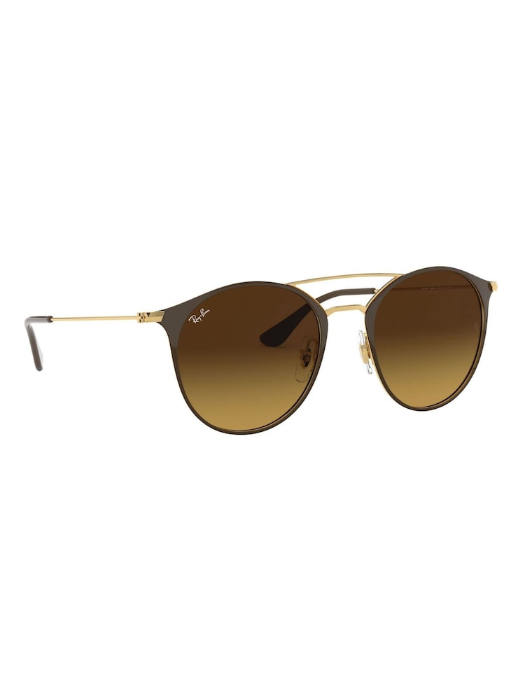 Ray-Ban Large RB3546 Round Double Bridge Brown Sunglasses - Image 1 of 12