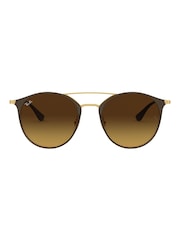Ray-Ban Large RB3546 Round Double Bridge Brown Sunglasses - Image 12 of 12