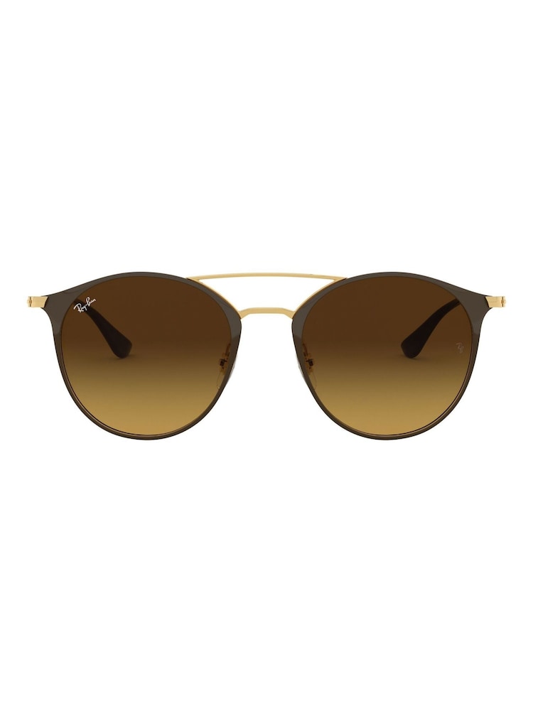 Ray-Ban Large RB3546 Round Double Bridge Brown Sunglasses - Image 12 of 12
