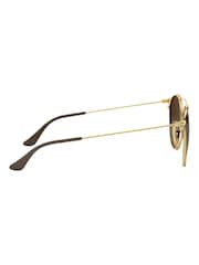 Ray-Ban Large RB3546 Round Double Bridge Brown Sunglasses - Image 3 of 12