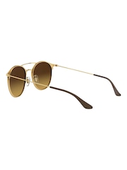 Ray-Ban Large RB3546 Round Double Bridge Brown Sunglasses - Image 8 of 12