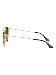 Ray-Ban Large RB3546 Round Double Bridge Brown Sunglasses - Image 9 of 12