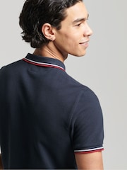 أزرق - Superdry Cotton Vintage Tipped Short Sleeve Polo Shirt - Image 2 of 3