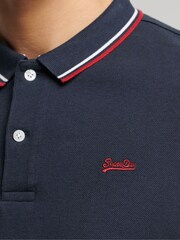 أزرق - Superdry Cotton Vintage Tipped Short Sleeve Polo Shirt - Image 3 of 3