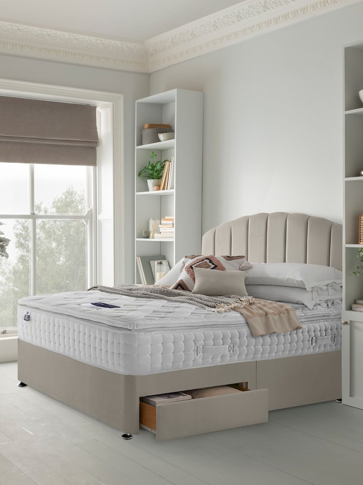 Silentnight Natural Mirapocket 2800 Memory Pillow Top Mattress and 2 Drawer Divan Base Bed Set - Image 1 of 5
