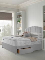 Silentnight Grey Mirapocket 2800 Memory Pillow Top Mattress and 2 Drawer Divan Base Bed Set - Image 1 of 5