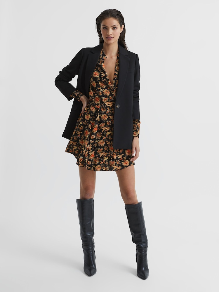 Reiss Black Lula Vintage Print Floral Flippy Dress - Image 7 of 7 Reiss Black Lula Vintage Print Floral Flippy Dress - Image 7 of 7
