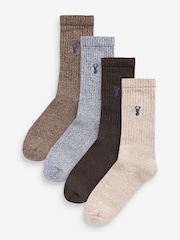 Brown/Cream 4 Pack Heavyweight Socks - Image 1 of 6
