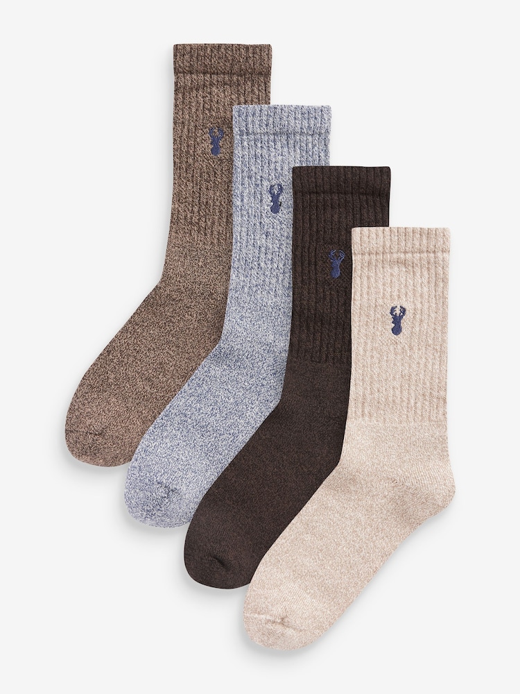 Brown/Cream 4 Pack Heavyweight Socks - Image 1 of 6