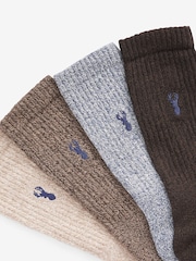 Brown/Cream 4 Pack Heavyweight Socks - Image 6 of 6