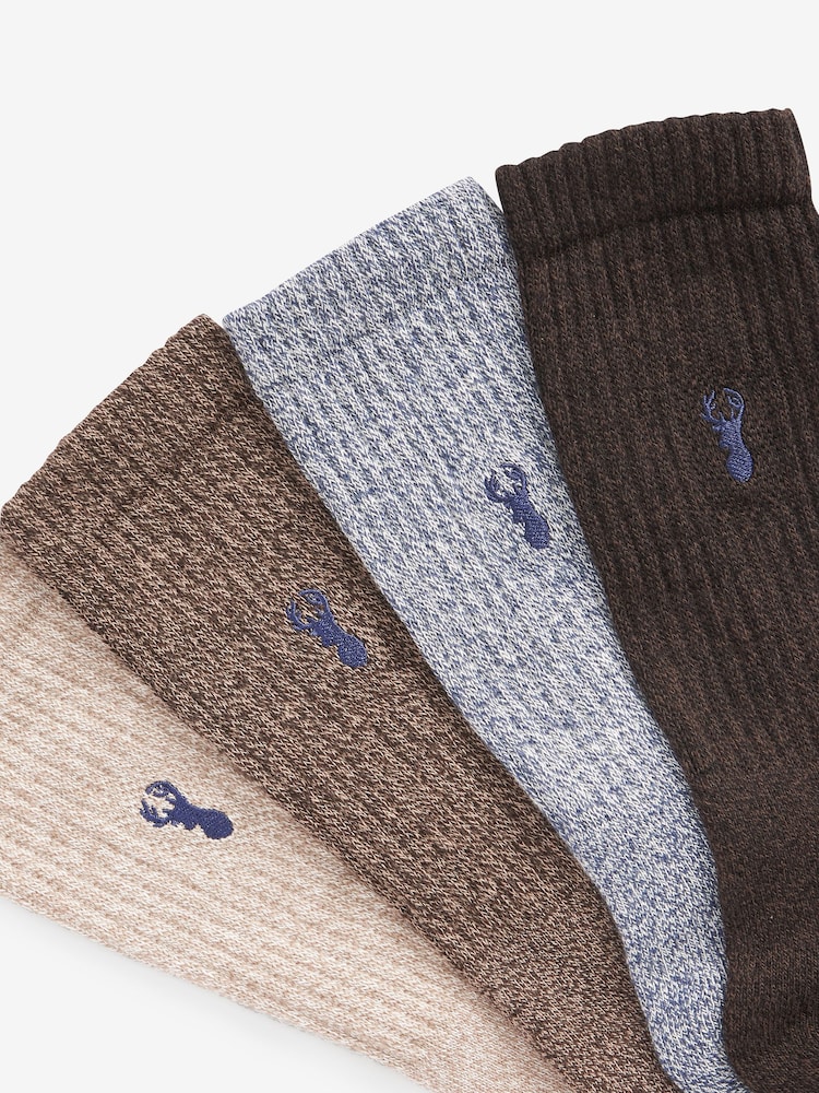 Brown/Cream 4 Pack Heavyweight Socks - Image 6 of 6