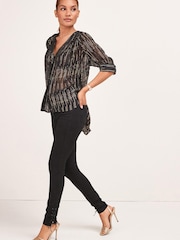 Black Multi Sparkle V-Neck Pintuck Top - Image 2 of 4