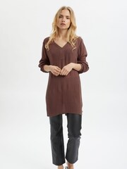 Kaffe Amber Brown V-Neck Long Sleeve Tunic - Image 1 of 6