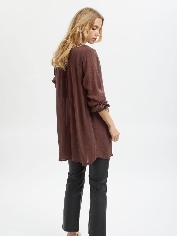 Kaffe Amber Brown V-Neck Long Sleeve Tunic - Image 2 of 6