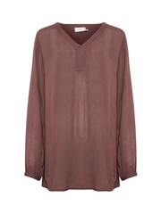 Kaffe Amber Brown V-Neck Long Sleeve Tunic - Image 5 of 6