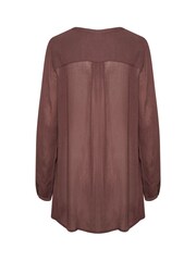 Kaffe Amber Brown V-Neck Long Sleeve Tunic - Image 6 of 6